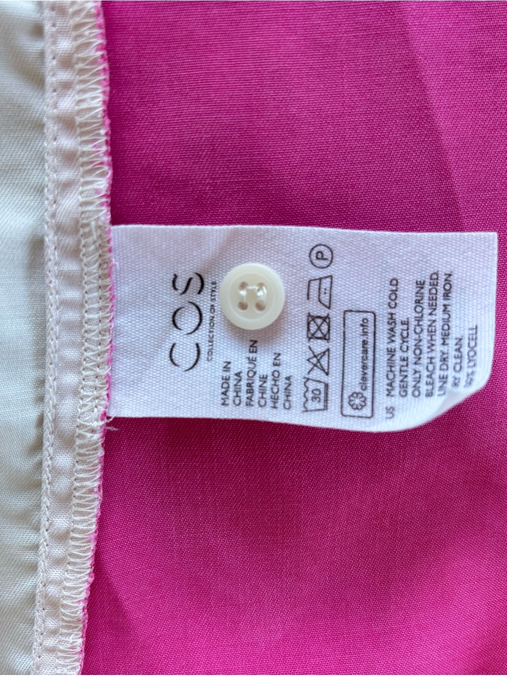 COS Oversized Shirt S Ivory Hot Pink Colorblock Minimalist Avant Garde Y2K 90s - Picture 12 of 16